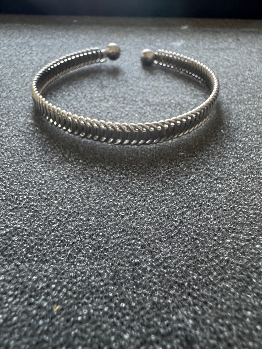 Vintage Twisted Rope Open Cuff Bracelet in Silver